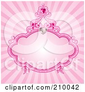 Poster, Art Print Of Pink Princess Frame With A Heart Diamond Over Pink
