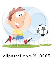 Royalty Free RF Clipart Illustration Of A Cartoon Soccer Boy Running After A Ball