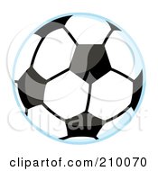 Poster, Art Print Of Soccer Ball With A Blue Outline