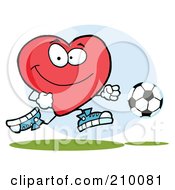 Royalty Free RF Clipart Illustration Of A Red Heart Chasing A Soccer Ball