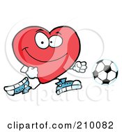 Poster, Art Print Of Red Heart Soccer Player Chasing A Ball