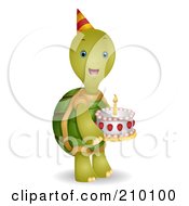 Royalty Free RF Clipart Illustration Of A Cute Birthday Tortoise Carrying A Cake