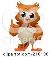 Poster, Art Print Of Cute Owl Talking And Holding Up A Finger