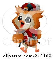 Poster, Art Print Of Cute Owl Student Walking To School With A Backpack