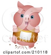 Royalty Free RF Clipart Illustration Of A Cute Piglet Running In A Race by BNP Design Studio