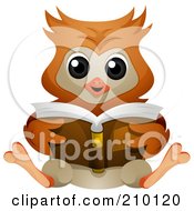 Royalty Free RF Clipart Illustration Of A Cute Owl Sitting And Reading A Book by BNP Design Studio