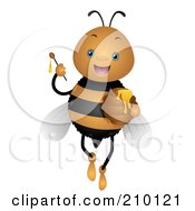 Poster, Art Print Of Cute Bee Holding Up A Honey Wand