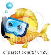 Royalty Free RF Clipart Illustration Of A Cute Goldfish Snorkeling