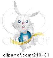 Cute White Bunny Rabbit Finishing A Race
