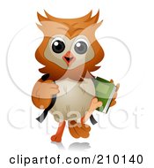 Royalty Free RF Clipart Illustration Of A Cute Owl Student Carrying A Book
