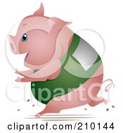 Poster, Art Print Of Chubby Pig Running In A Race