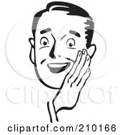 Poster, Art Print Of Retro Black And White Man Holding His Hand Around His Mouth