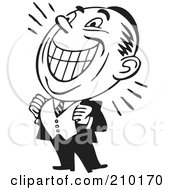 Poster, Art Print Of Retro Black And White Grinning Businessman