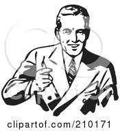 Royalty Free RF Clipart Illustration Of A Friendly Retro Black And White Businessman