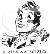 Royalty Free RF Clipart Illustration Of A Retro Black And White Woman Smiling Upwards