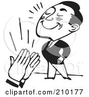 Royalty Free RF Clipart Illustration Of A Retro Black And White Businessman Being Applauded