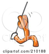 Royalty Free RF Clipart Illustration Of An Orange Man Design Mascot Swinging On A Rope by Leo Blanchette