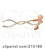 Royalty Free RF Clipart Illustration Of An Orange Design Mascot Man With A Rope Around His Waist