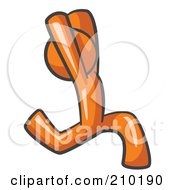 Royalty Free RF Clipart Illustration Of An Orange Man Design Mascot Running Away With His Arms In The Air