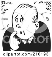 Royalty Free RF Clipart Illustration Of A Retro Black And White Businessman Sweating