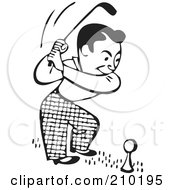 Poster, Art Print Of Retro Black And White Man On A Golf Course