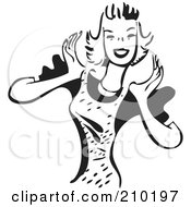 Royalty Free RF Clipart Illustration Of A Retro Black And White Woman In An Apron