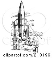 Retro Black And White Men By A Missile