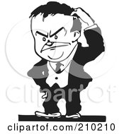 Poster, Art Print Of Retro Black And White Businessman Scratching His Head