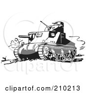 Poster, Art Print Of Retro Black And White Military Tank