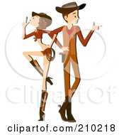 Royalty Free RF Clipart Illustration Of A Western Couple Posing