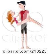 Male Lifeguard Holding A Woman In His Arms