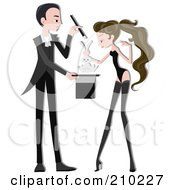 Poster, Art Print Of Magician Couple Performing A Trick