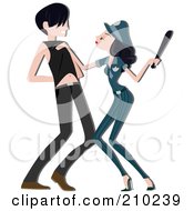 Royalty Free RF Clipart Illustration Of A Police Woman Arresting A Man by BNP Design Studio