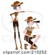 Royalty Free RF Clipart Illustration Of A Forest Ranger Couple Viewing