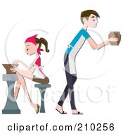 Royalty Free RF Clipart Illustration Of A Pottery Couple Working