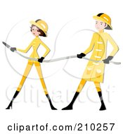 Poster, Art Print Of Fire Fighter Couple Holding A Hose