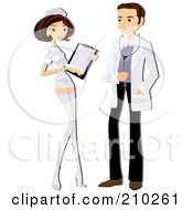 Royalty Free RF Clipart Illustration Of A Nurse And Doctor Flirting