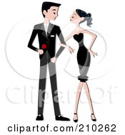 Poster, Art Print Of Formal Couple Standing Arm In Arm And Gazing At Each Other