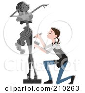 Royalty Free RF Clipart Illustration Of A Female Sculptor Creating A Lady Statue by BNP Design Studio
