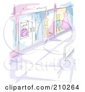 Poster, Art Print Of Watercolor And Sketched Mall Window Display Scene