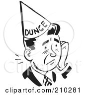 Retro Black And White Man In A Dunce Hat