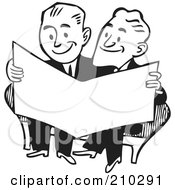 Poster, Art Print Of Retro Black And White Businessmen Reading A Paper