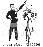 Poster, Art Print Of Retro Black And White Man Pointing And Showing His Wife Something