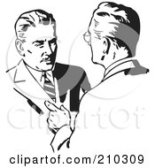 Royalty Free RF Clipart Illustration Of Retro Black And White Businessmen Talking