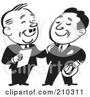 Poster, Art Print Of Retro Black And White Businessmen Standing And Talking
