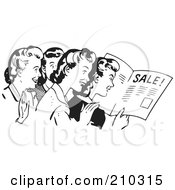 Poster, Art Print Of Retro Black And White Women Reading An Advertisement