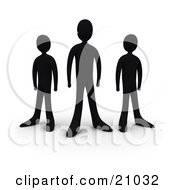Clipart Illustration Of Three Tough People Silhouetted And Standing In A Group
