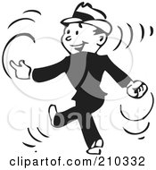 Retro Black And White Businessman Walking And Snapping His Fingers