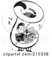 Royalty Free RF Clipart Illustration Of A Retro Black And White Man Playing A Sousaphone