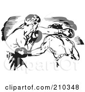 Poster, Art Print Of Retro Black And White Boxers Fighting
